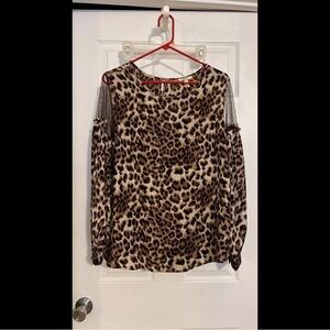 Kori Leopard Print Blouse with Black Accents